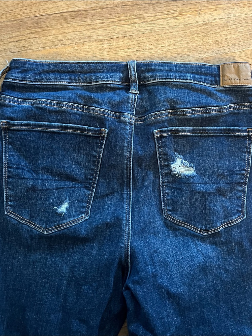 American Eagle Outfitters Dark Blue Distressed Skinny Jeans - Picture 6 of 6